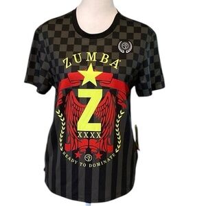 Zumba Fitness Workout Wear Black Tee Short Sleeve Top size XS